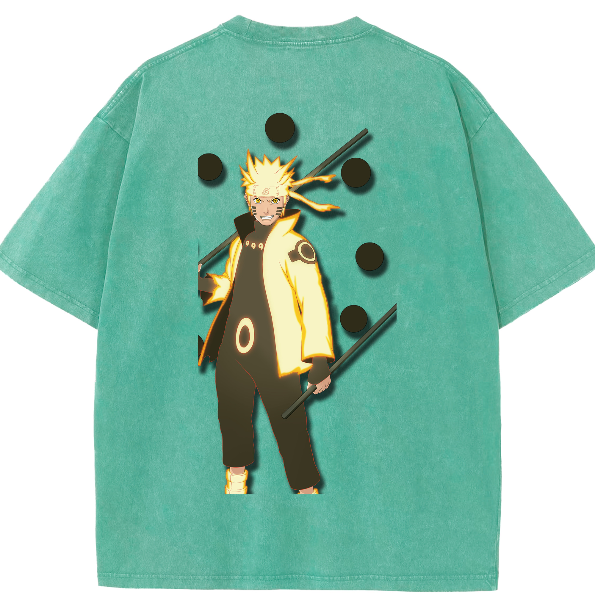 （画像用） NARUTO -ナルト- うずまき ナルト Uzumaki Naruto 綿100% ヴィンテージ風 半袖Tシャツ（背面プリント）